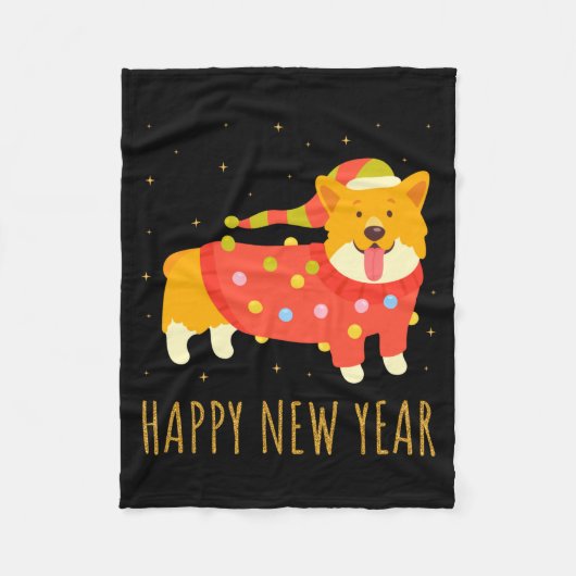 Couverture Polaire Happy Dog Corgi Celebrating New Year Cozy Christma (Devant)