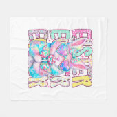 Couverture Polaire Happy Easter Bunny Coquette Bow Preppy Easter Day  (Devant (Horizontal))