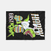 Couverture Polaire Happy Eastrawr Cute Trex Dinosaur Easter Bunny Egg (Devant (Horizontal))