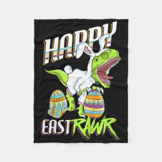 Couverture Polaire Happy Eastrawr Cute Trex Dinosaur Easter Bunny Egg