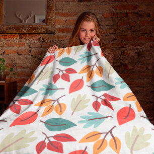 Couverture Polaire Happy Fall Automne coloré feuille motif