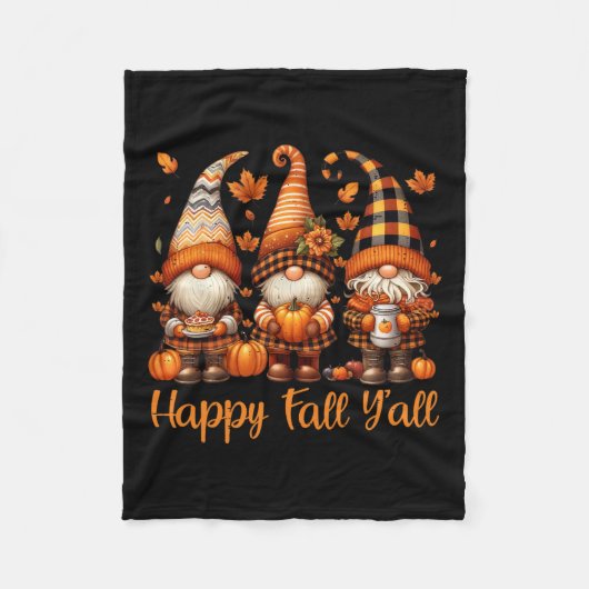 Couverture Polaire Happy Fall Y'all Gnome Citrouille Automne Thanksgi (Devant)