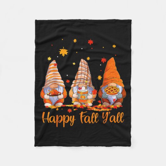Couverture Polaire Happy Fall Y'all Gnome Pumpkin Autumn Thanksgiving (Devant)