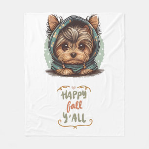 Couverture Polaire Happy Fall Y'all Yorkshire Terrier Sweat - shirt à