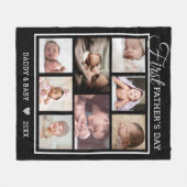 Couverture Polaire Happy First Fête des pères 8 Photo Collage noir (Devant (Horizontal))