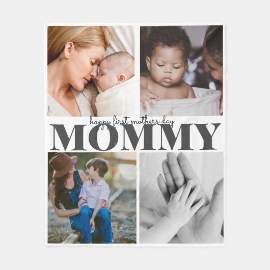 Couverture Polaire happy first mamans day mignon photo collage (Devant)
