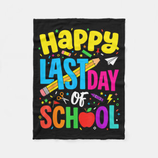 Couverture Polaire Happy Funny Retro Teacher Student Summer Last Day