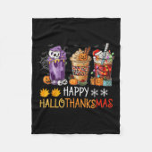 Couverture Polaire Happy Hallothanksmas Coffee Halloween Thanksgiving (Devant)
