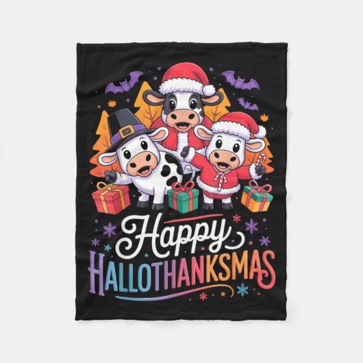 Couverture Polaire Happy Hallothanksmas Cows For Farmer  (Devant)