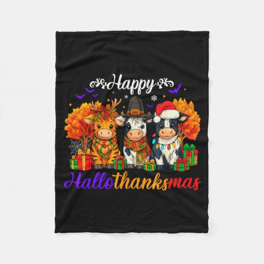 Couverture Polaire Happy Hallothanksmas Cows For Farmer (Devant)