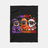 Couverture Polaire Happy Hallothanksmas Funny Pug Halloween Thanksgiv (Devant)