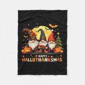Couverture Polaire Happy Hallothanksmas Gnomes Halloween Thanksgiving (Devant)