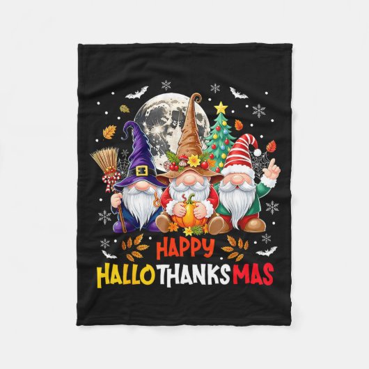 Couverture Polaire Happy Hallothanksmas Gnomes Lover Halloween Merry (Devant)