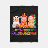 Couverture Polaire Happy Hallothanksmas Gs Halloween Thanksgiving Chr (Devant)