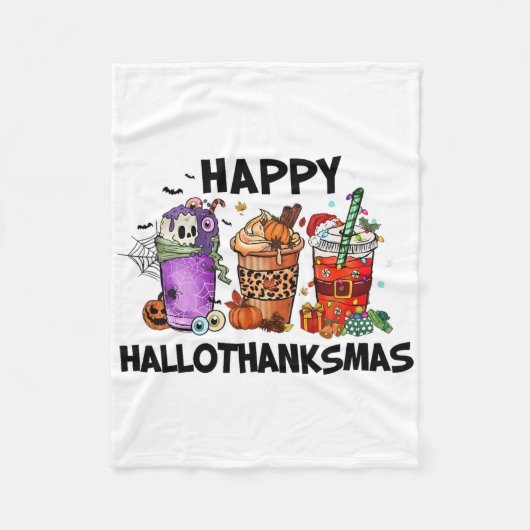 Couverture Polaire Happy Hallothanksmas Halloween Pumkin Thanksgiving (Devant)
