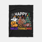 Couverture Polaire Happy Hallothanksmas Halloween Thanksmas Holiday S (Devant)