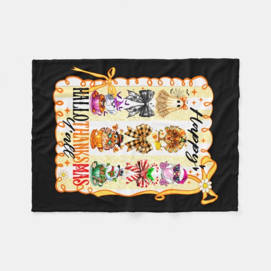 Couverture Polaire Happy Hallothanksmas Y’all Coquette Bow Halloween (Devant (Horizontal))