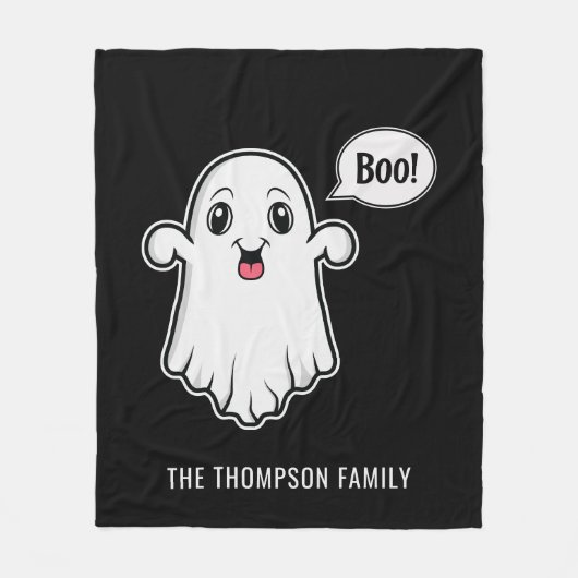 Couverture Polaire Happy Halloween Boo Ghost Personnalisé Nom de fami (Devant)