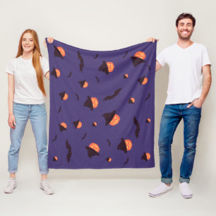 Couverture Polaire Happy Halloween Citrouille et chauves-souris polai