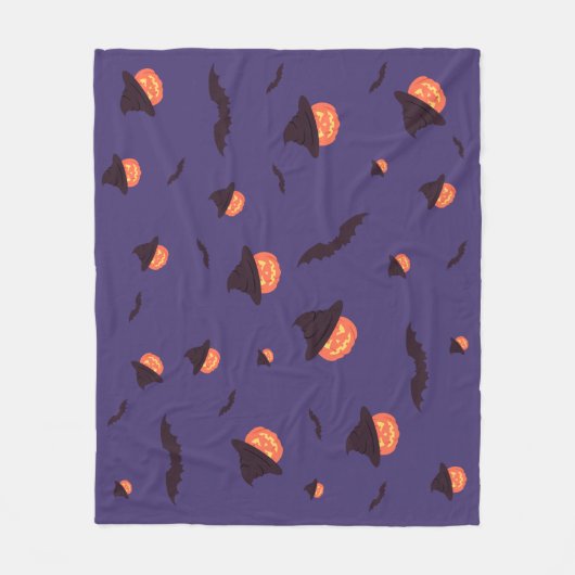 Couverture Polaire Happy Halloween Citrouille et chauves-souris polai (Devant)
