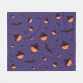 Couverture Polaire Happy Halloween Citrouille et chauves-souris polai (Devant (Horizontal))