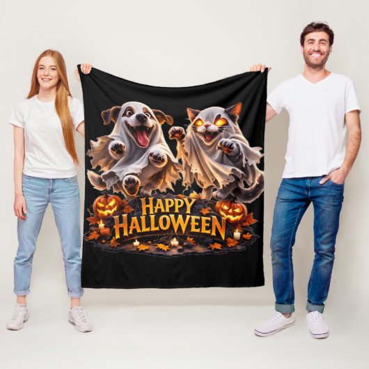 Couverture Polaire Happy Halloween cozy fleece (En situation)