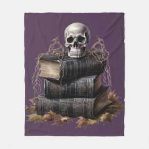 Couverture Polaire Happy Halloween crâne et livres