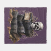Couverture Polaire Happy Halloween crâne et livres (Devant (Horizontal))