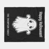 Couverture Polaire Happy Halloween Ghost Smiling Personnalisé Nom de (Devant (Horizontal))