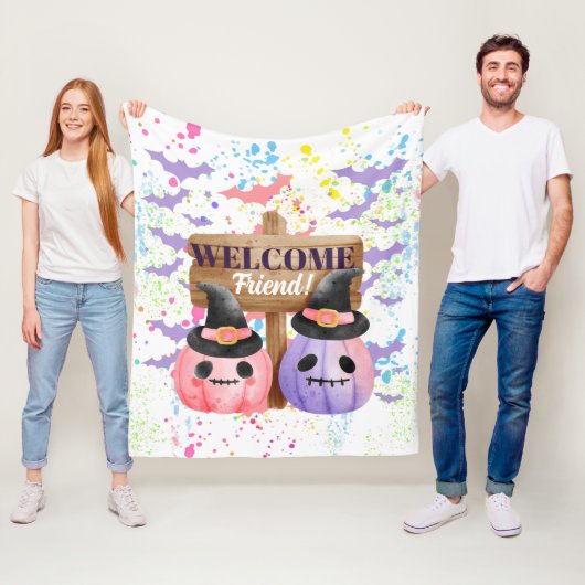 Couverture Polaire Happy halloween pumpkin (En situation)