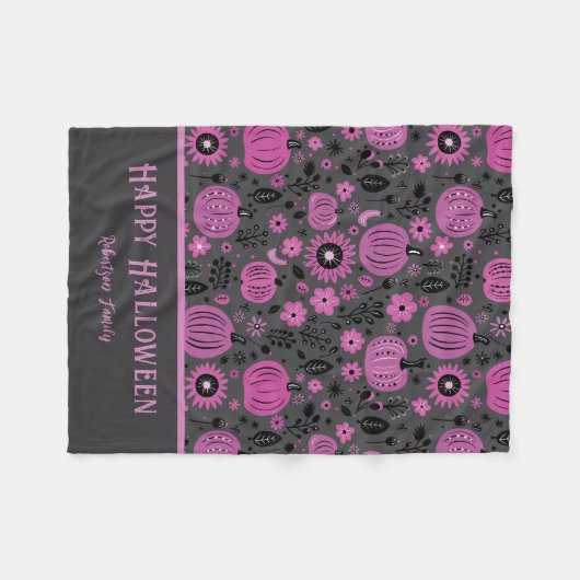 Couverture Polaire Happy Halloween Purple Pumpkin Family Name (Devant (Horizontal))