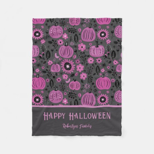 Couverture Polaire Happy Halloween Purple Pumpkin Family Name (Devant)