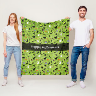 Couverture Polaire Happy Halloween Random Iconic Motif Green
