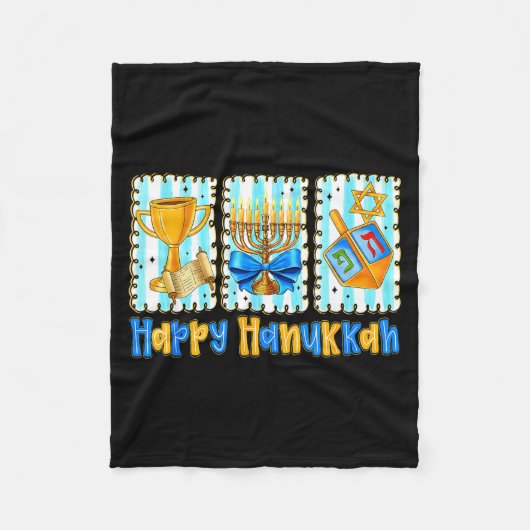 Couverture Polaire Happy Hanukkah Coquette Menorah Dreidel Chanukah G (Devant)