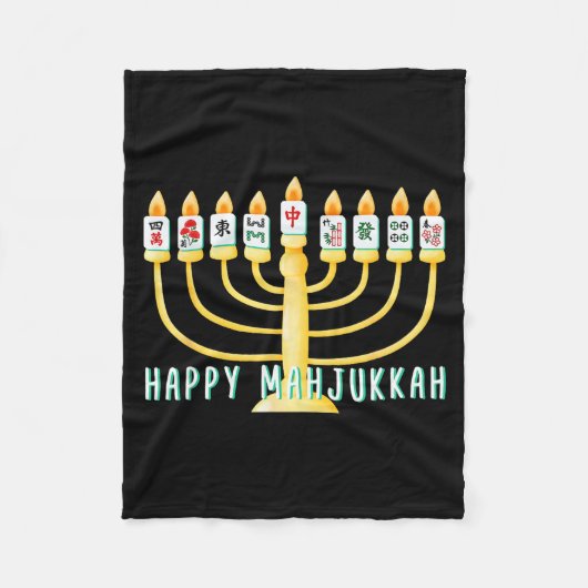 Couverture Polaire Happy Hanukkah Mahjong Menorah Mahjukkah Chanukkah (Devant)