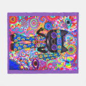 Couverture Polaire Happy Hippie Chat Lunettes de soleil Paix Signale  (Devant (Horizontal))