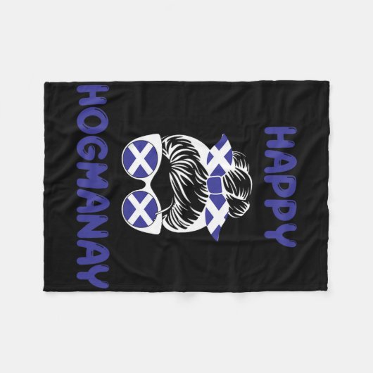 Couverture Polaire Happy Hogmanay Scotland New Years Eve Messy Bun Wo (Devant (Horizontal))