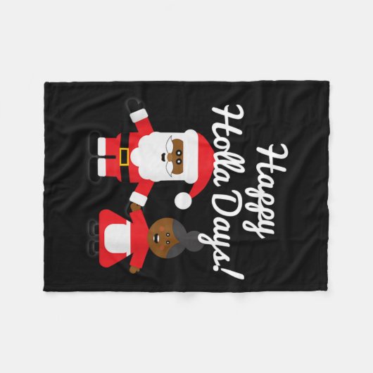 Couverture Polaire Happy Holla Days Santa And Mrs Claus Black Christm (Devant (Horizontal))