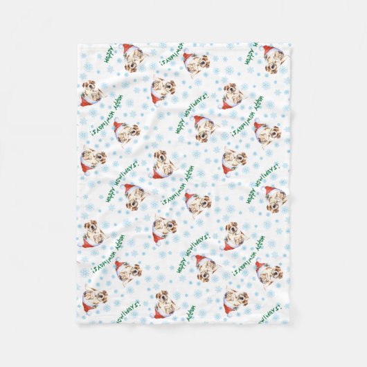 Couverture Polaire Happy Howlidays Bulldog (Devant)