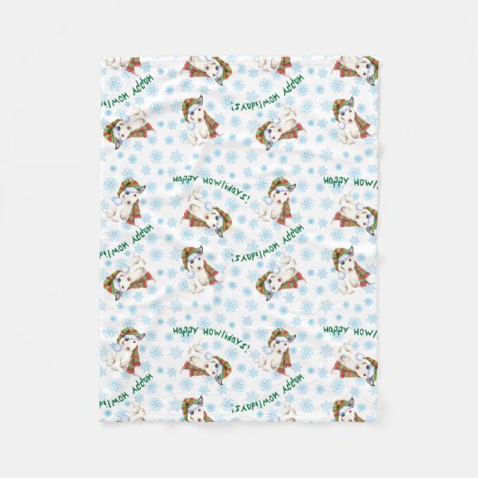 Couverture Polaire Happy Howlidays Mini Bull Terrier (Devant)