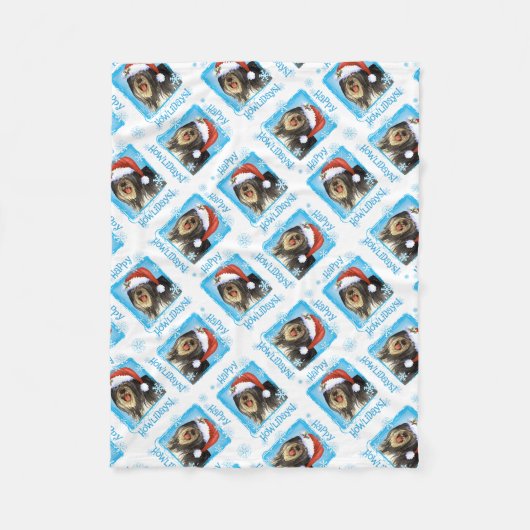 Couverture Polaire Happy Howlidays Polonais Lowland Sheepdog (Devant)
