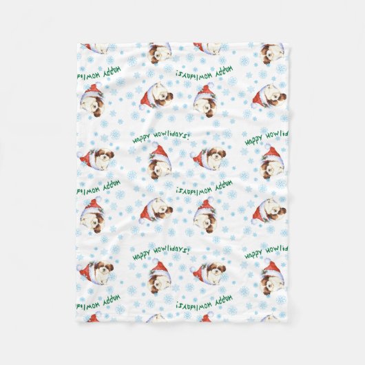 Couverture Polaire Happy Howlidays Shih Tzu Fleece Blanket (Devant)
