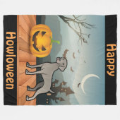 Couverture Polaire Happy Howloween Weimaraner (Devant (Horizontal))