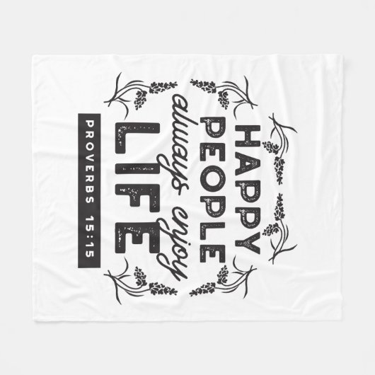 Couverture Polaire Happy Life with Faith – Proverbs 15:15 Art (Devant (Horizontal))