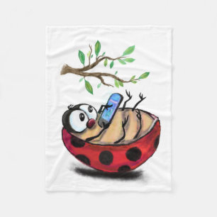 Couverture Polaire Happy Little Ladybug avec téléphone - Dessin de de
