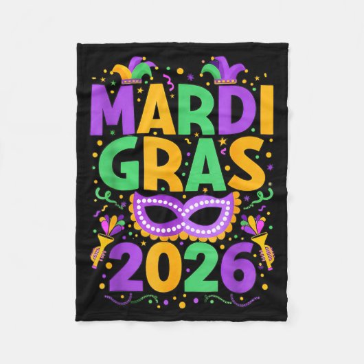 Couverture Polaire Happy Mardi Gras 2026 Costume New Orleans Matching (Devant)