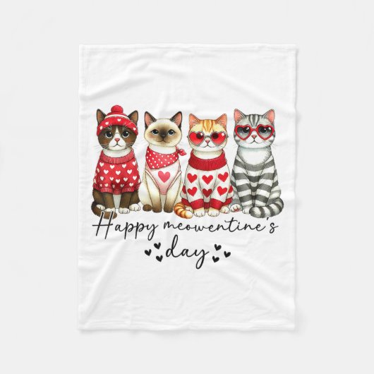 Couverture Polaire Happy Meowentine's Day Cute Valentines Funny Cat S (Devant)