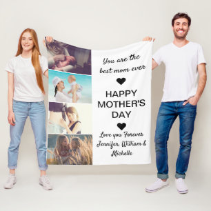 Couverture Polaire Happy Mother's Day 4 Collage de photos Meilleure m