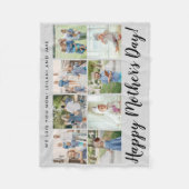 Couverture Polaire Happy Mother's Day 8 Photo Custom Message Grey (Devant)