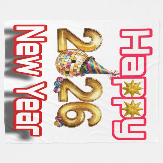 Couverture Polaire Happy New year (Devant (Horizontal))